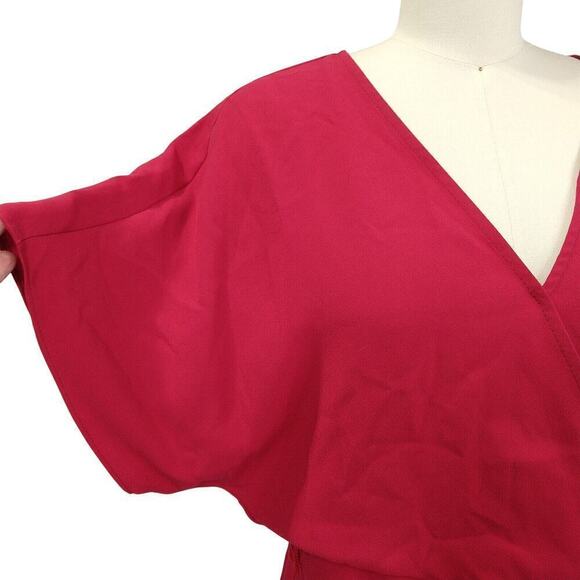 Trina Turk Zest Dress Size 4 NWT Sangria Red Batwing Shirred Skirt Surplice - Picture 5 of 12